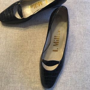 Vintage I Miller Black Embossed Loafers, 5